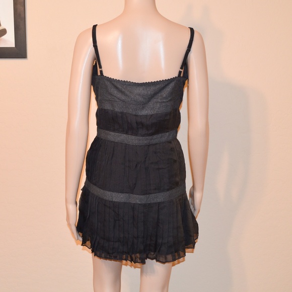 D&G DOLCE & GABBANA Black & Gray Tweed & Pleated Chiffon Mini Cocktail Dress NWT - Picture 6 of 8